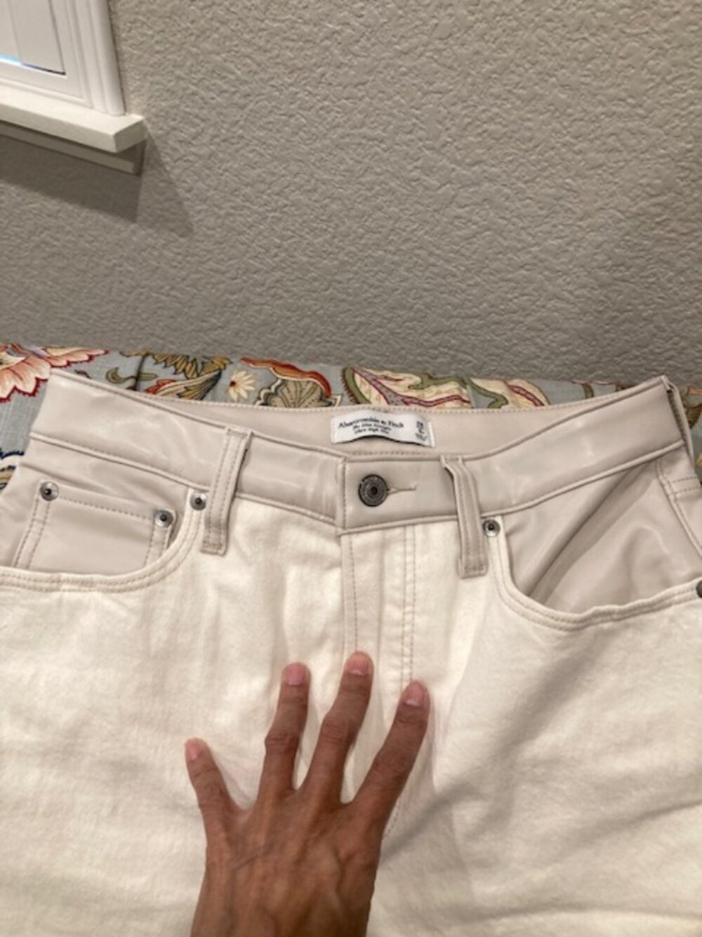 Abercrombie & Fitch Two-Toned Jeans with Taupe Faux Leather Back